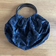 ネイビー ギャザー入り グラニーバッグ