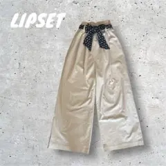 LIPSET WORLD ベージュ ワイドパンツ ドットリボン付き　Lサイズ