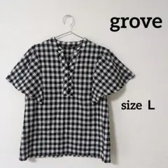 grove　グローブ　レディース　トップス　フリルスリーブ　半袖　Ｌ