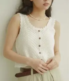 FIKA. ニット ベスト Summer knit tank bustie 白