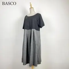 BASCO バスコ リネン100% 麻 切り替え バイカラー ワンピース