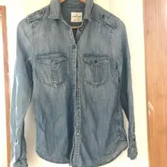 AMERICAN EAGLE デニムシャツ 長袖シャツ デニムブルー