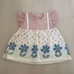 【未使用】花柄フリル袖Tシャツ 80サイズ