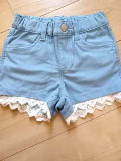 ELFINDOLL 水色 レース付きハーフパンツ 110