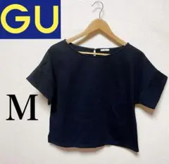 ✿G.U. GU ジーユー ジャガード サマートップス Tシャツ M ブラック