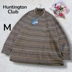 【Huntington Club】新品　裏起毛　メンズ長袖ポロシャツ　ブラウンM