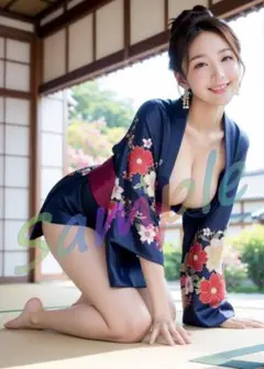 NY072【1点物】A4 ポスター AI リアル 写真 グラビア 着物 彼女