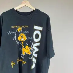 90s USA製 黒 プリントTシャツ アイオワ XXLサイズ vintage