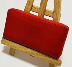 【美品】BREE ブリー　レザー ラウンドファスナー　長財布 レッド　赤
