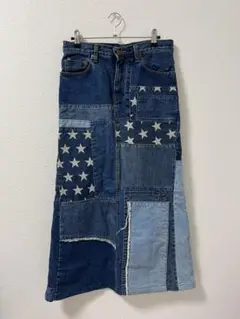 HYSTERIC GLAMOUR デニムツギハギスカート ロング 星パッチワーク