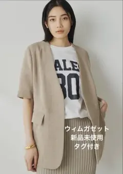 WhimGazette ジュートライクハーフスリーブジャケット　ガゼットシャツ