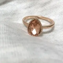 シャンパンピンクドロップ指輪