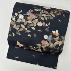 名古屋帯 正絹 唐織 素敵な花 蝶 九寸 U-8801