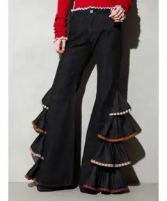 FLOWER SAMBA PANTS フリルデニムジーンズ