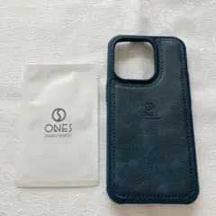 ONES iPhone 14 Proレザーケース 米軍MIL規格 ブルー