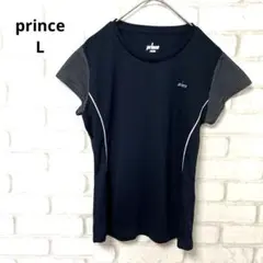 prince 半袖　スポーツウェア　テニス　ドット柄　ネイビー　L