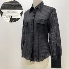 【美品】マックス マーラ シースルー シャツ 黒 L相当 白タグ レース