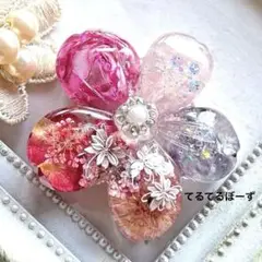 No.203オルゴナイト 大きめなお花　ローズクォーツ・フローライト・水晶