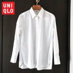 美品 2〜3回のみ着用 UNIQLO 長袖コットンさシャツ ホワイト Mサイズ