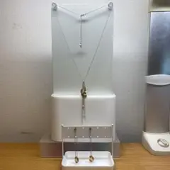 シルバー ロングネックレス とピアスの2点セット