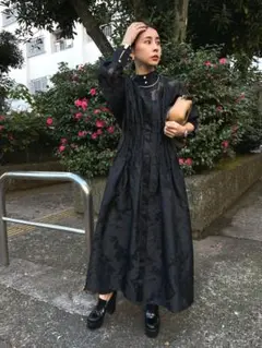 Ameri Vintage シアージャガードタックドレス 大人気のUND SHEER JACQUARD TUCK DRESSが再々販売決定♡ | 黒石