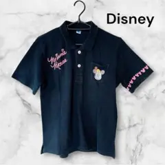 Disney /ディズニー/ミニーマウス/ポロシャツ/ブラック/Mサイズ/ロゴ