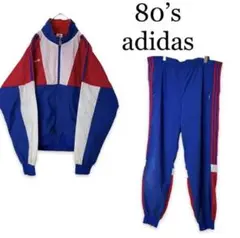 【レア】80's adidas マルチカラーナイロンジャージセットアップデサント