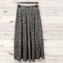 D0291 ラダリスタ ロングスカート フレア (L) ベージュ 総柄 柄もの