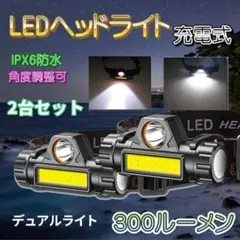 LED ヘッドライト キャンプ 2台 釣り アウトドア 明るい 充電式 超強力