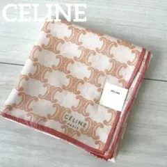 値下げ！新品⭐︎CELINE シルク配合　ロゴハンカチ オレンジ
