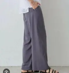 24200円 今季新品ビアズリー　ウェストギャザー　ワイドパンツ　グレー　1 L