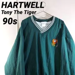 【古着】HARTWELL ナイロンプルオーバー トニーザタイガー 刺繍 90s