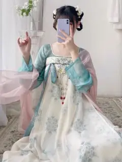 唐装 漢服 撮影用　中華服 仙女美人服 ステージコスプレ　唐装漢服 2点セット