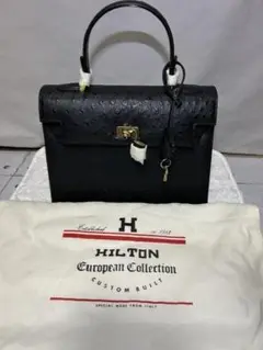 新品 HILTON ヒルトン オーストリッチ ハンドバッグ 保存袋・鍵付き