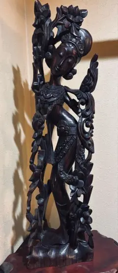 黒檀 木彫 細密彫刻 女神 98cm 大型 バリ神 神話 置物 彫刻 ラマーヤナ 黒檀 木彫 バリ 細密彫刻 女神 88cm 大型 神話 置物 彫刻 美術品