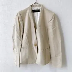 ZARA BASIC ノーカラージャケット　ベージュ　ザラベーシック　アセテート