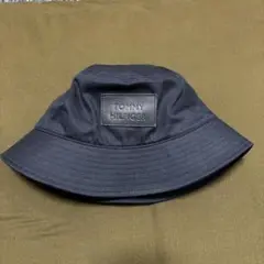 TOMMY HILFIGER バケットハット ネイビー　キャンバス　レザー　日焼