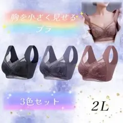 胸を小さく見せるブラ　シームレス 2L 着痩せ　美胸　ノンワイヤー　ナイトブラ