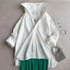 美品▲TICCA ティッカ /スクエアワイドスリーブシャツ▲ホワイト　ゆったり