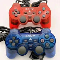 動作品　SONY PlayStation 2 コントローラー クリアカラー　2個