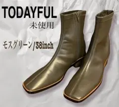 【未使用】TODAYFUL/トゥデイフル/ストレッチレザーブーツ/モスグリーン