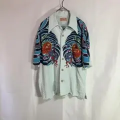 【Native Hawaiian アロハシャツ】和柄/波 花 蛇/レーヨン/古着