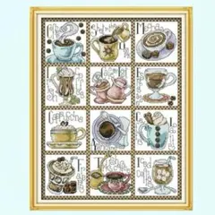 クロスステッチキット コーヒー 12ヶ月 クロスステッチ キット 手芸 図案 4