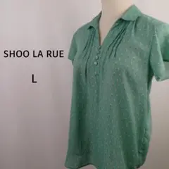 SHOO・LA・RUE　半袖　ブラウス　L　グリーン　総柄