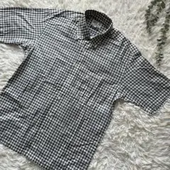 DAKS ダックス　グレー系　半袖シャツ　ボタンダウンカジュアル　チェック