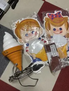 ニッセイ　ソフトクリーム電飾看板大小セット　非売品 ニッセイ ソフトクリーム電飾看板大小セット 非売品 ライト・照明