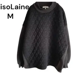 isoLaineスウェット トレーナー M キルティング 黒 ドッキング 裏起毛