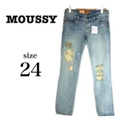 【タグ付き 美品】MOUSSY ジーンズ ストレート ダメージ 24