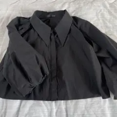 Heather ブラックシャツ 大きな襟