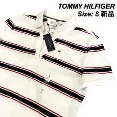 TOMMY HILFIGER 【新品】ストライプ　ポロシャツ S ホワイト